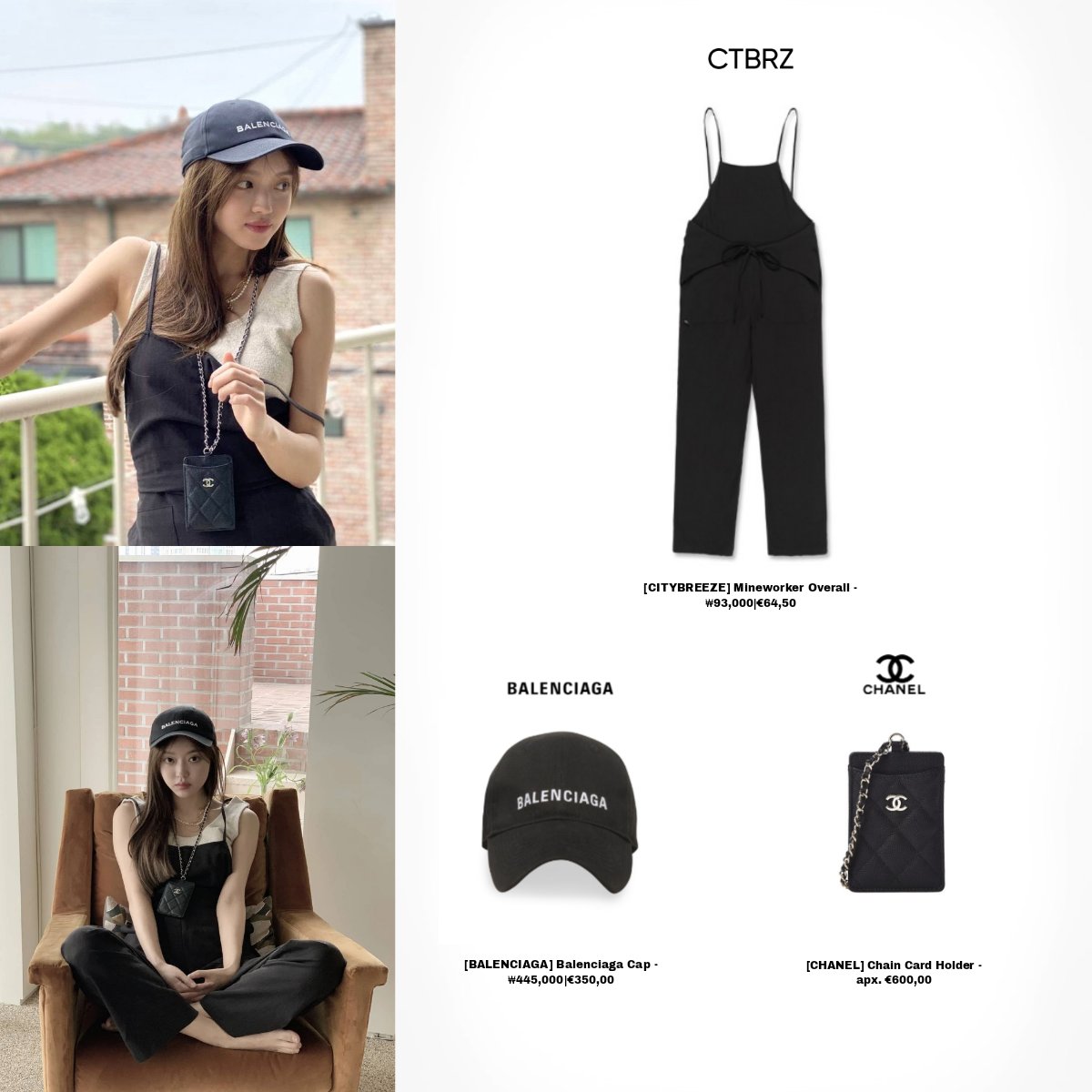 founduomg's tweet image. Yooa #유아 IG Outfit Info
[CITYBREEZE]Mineworker Overall-₩93,000|€64,50
[BALENCIAGA] Balenciaga Cap-₩445,000|€350,00
[CHANEL]Chain Card Holder-apx.€600,00
#오마이걸 #OHMYGIRL