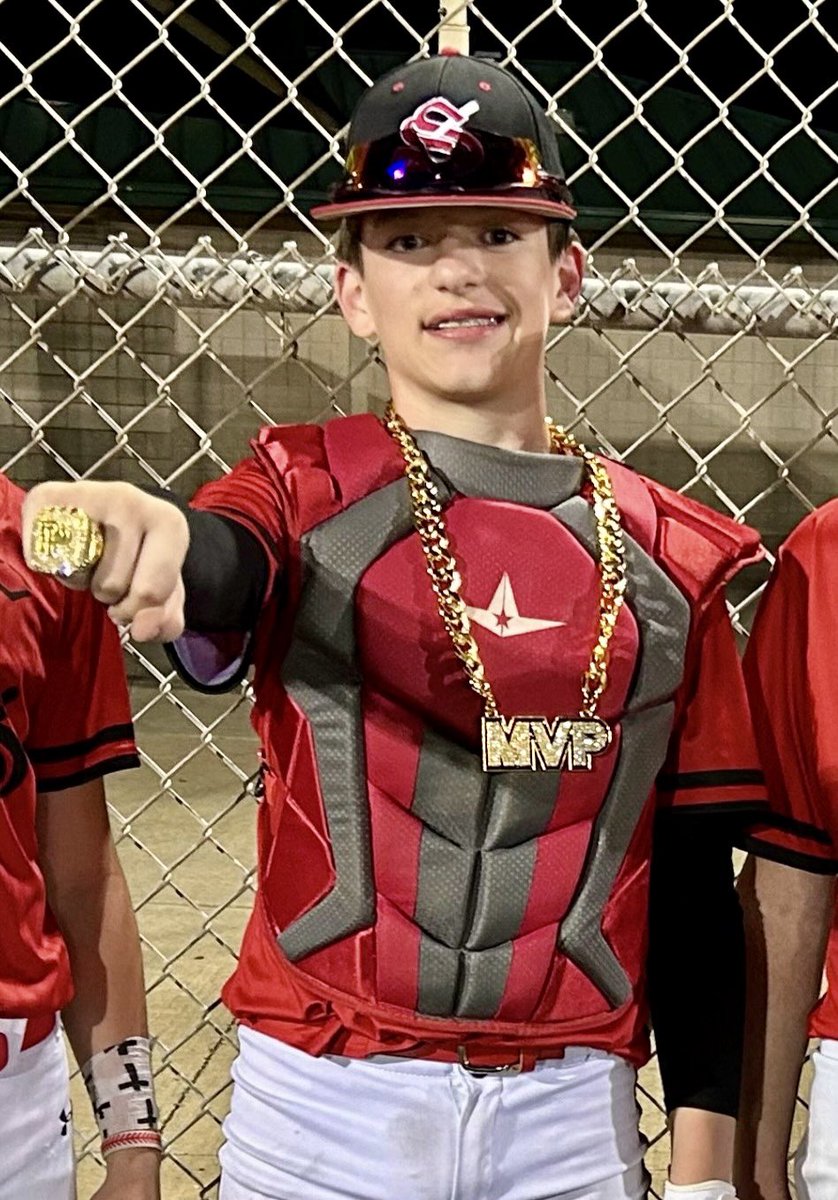 baseballtxsw's tweet photo. 🚨MVP ALERT🚨
#41 Catcher 
Rhett Kimbrow received the MVP Award for the 14u Bracket Games. 
Rhett threw out 5 runners, and caught all 5 games! https://t.co/fIRocPnIeo