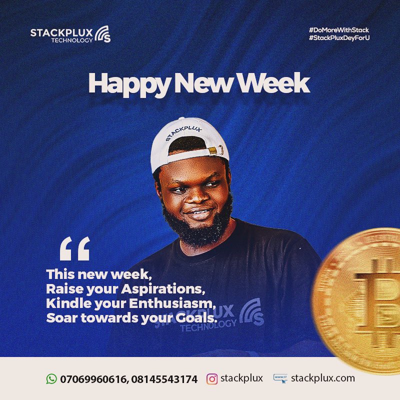 stackplux's tweet photo. Happy new week stackers. Let’s kick some goals this week. We wish you a productive week✨💥. How are your Mondays going? https://t.co/4nyMoIFpbF