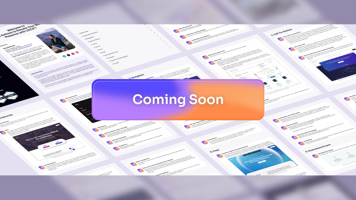 smirnovdsgn's tweet photo. Exciting News Alert!

I'm thrilled to announce that this week, I'll be sharing my guidebook, "50 Actions to Elevate Your Web Presence with UX/UI," absolutely FREE! 📘✨

Get ready to supercharge your online game with actionable insights. 🚀 Stay tuned for the link to download your FREE guidebook - Like, Save and Follow!

#buildinpublic #GiveawayAlert #free #freebook #webdesign #guidebook #businessowner