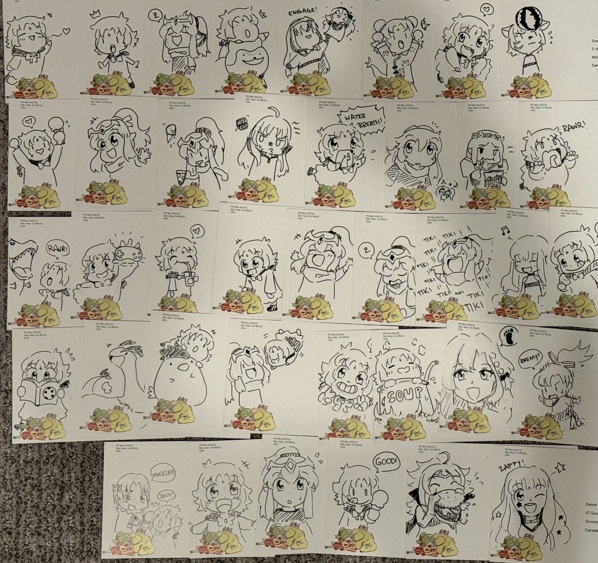 RawrCanDraw's tweet photo. I've been procrastinating. I sent out the postcards today, so if you don't see one in a month, punch me to let me know. Happy New Year! https://t.co/b0m0Bg2UJH