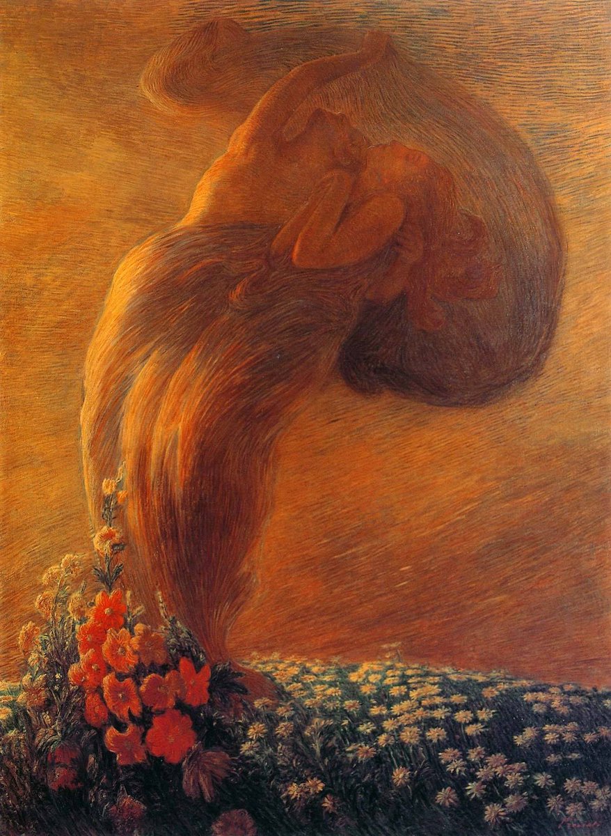 Art by Italian painter Gaetano Previati titled 'The Dream' (1912)