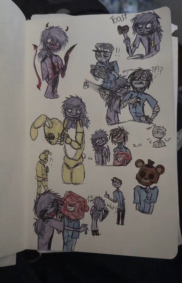 SleepyzomBitch's tweet image. #vincentfnaf #scottfnaf #mikefnaf #phoneguy #purpleguy #fnaf2014