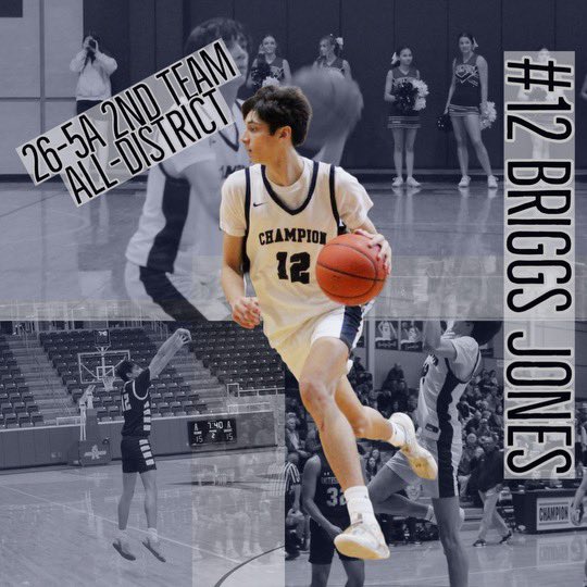 Congrats to Senior Briggs Jones on his 2nd Team All-District 26-5A selection!    Way to go, #12!  👏🏀 4:1