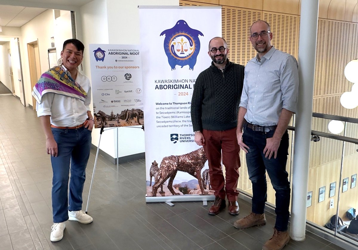 This past weekend, Bryce Edwards, Corey Shefman, and Darian Baskatawang attended the Kawaskimhon National Aboriginal Moot, hosted by the Faculty of Law at @thompsonriversu. We're proud to have sponsored this event and enjoyed connecting with law students across Canada.