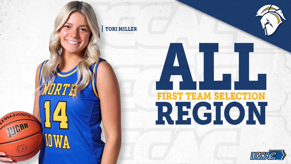 NIACCWBball's tweet photo. 📣 Freshman Tori Miller from Goodhue, Minnesota received All Region First Team Honors!! 🎉⭐️ This award is voted on by the region coaches and is a great honor!! 
Congrats, Tori!!! 🏀💙💛
#ToriMiller 
#GONIACC https://t.co/xsnsfsWpFS