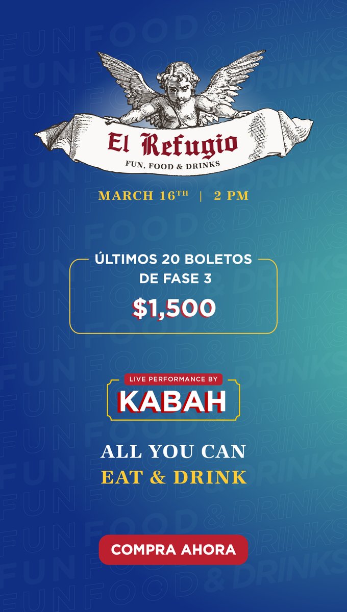 AndersonsGolf's tweet photo. ¡ATENCIÓN! Solo quedan 20 boletos en Fase 3 para El Refugio 🎉 ¡Compra el tuyo ahora y únete a la fiesta más grande de Cancún este 16 de marzo!

https://t.co/EymvgxmxXU https://t.co/4dxio6Fqnv