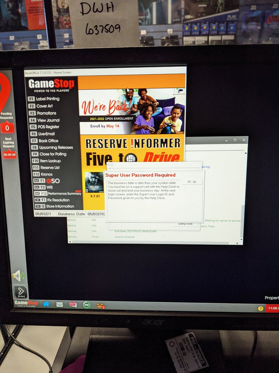 GamestopMustang's tweet photo. @TayoMurph @GameStop Literally in a constant state of disrepair. When the GPU failed on that register, the other 2 had dying hard drives. Closing the registers manually advances the business date and if you reopen on the same day you have to call IT to roll it back. This is what you've invested in https://t.co/drjKehY1KJ