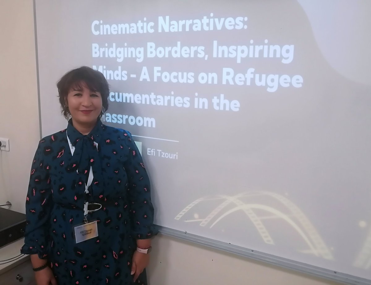 efitzouri's tweet photo. I always feel grateful to get the chance to share all the insights of my work! What a bright experience! Thank you all for attending my talk on Cinematic Narratives- A focus on Refugees Documentaries.Special thanks to @tesolgreece for organising suh an amazing conference! https://t.co/J9VvUNY7Ta