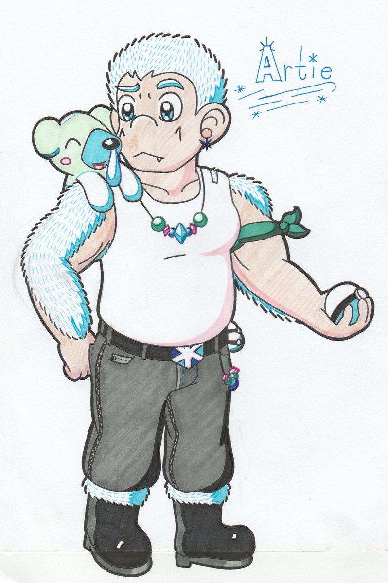 Big_d_Cat's tweet photo. Kind of old at this point, but eh. Redrew one of my first human characters. I still enjoy his design.

#art #myart #traditionalart #ArtistOnTwitter #markers #Nintendo #Pokemon #PokemonTrainer #videogames https://t.co/BSStYpUkaf