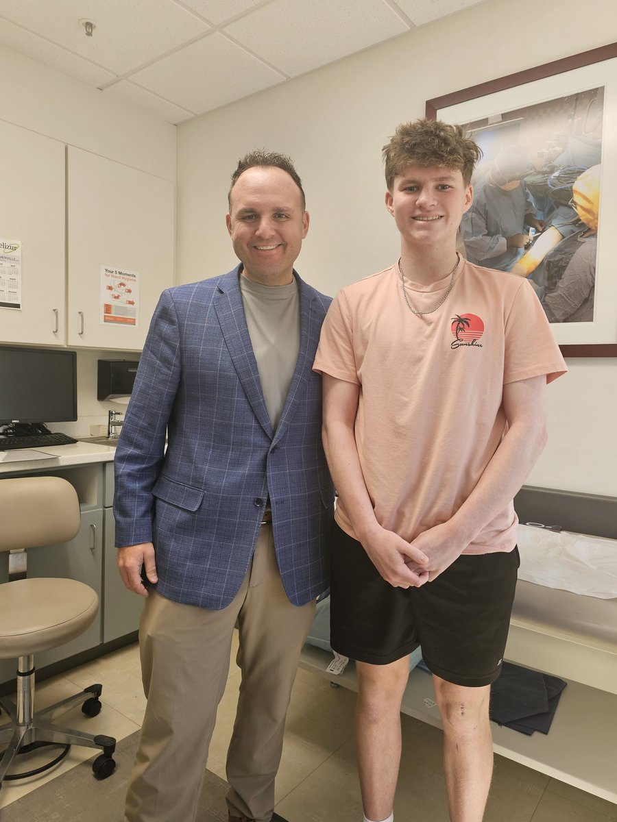 AmyLDeLuca's tweet photo. So grateful Joe got his return to sport clearance today! It's been a long 6 months, but worth every bit of effort. Thank you Dr. Lavender and all who helped in Joe's recovery! @ChadLavenderMD #FertilizedACL https://t.co/4YfapW5B5j