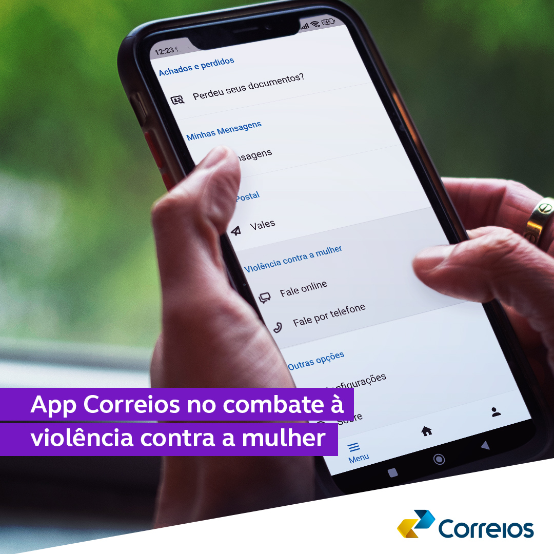 #CanalDeDenúncias | Mulheres em situação de violência agora podem contar com o App Correios para pedir ajuda sem chamar a atenção do agressor! ♀📲