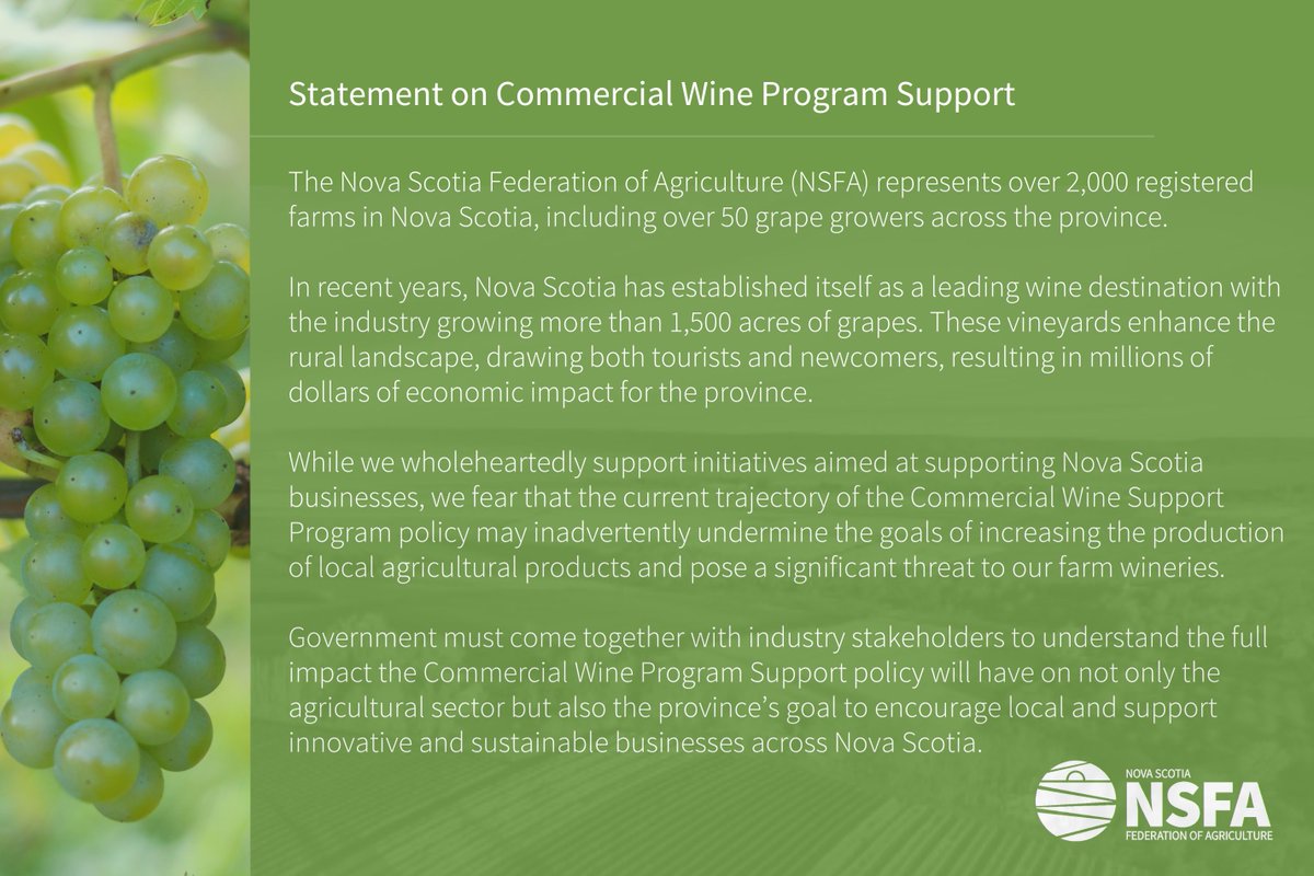 Statement on Commercial Wine Program Support: nsfa-fane.ca/statement-on-c…