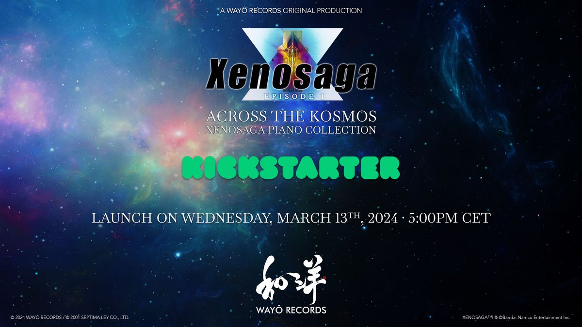 WayoRecords's tweet photo. New Kickstarter Campaign ♫

Created to celebrate the video game Xenosaga, Across the Kosmos ~ Xenosaga Piano Collection is an arrangement album officially licensed by Bandai Namco Entertainment, based on the music of Yasunori Mitsuda!

Launch On Wednesday, March 13th, 5pm CET https://t.co/xK7fihCOLW