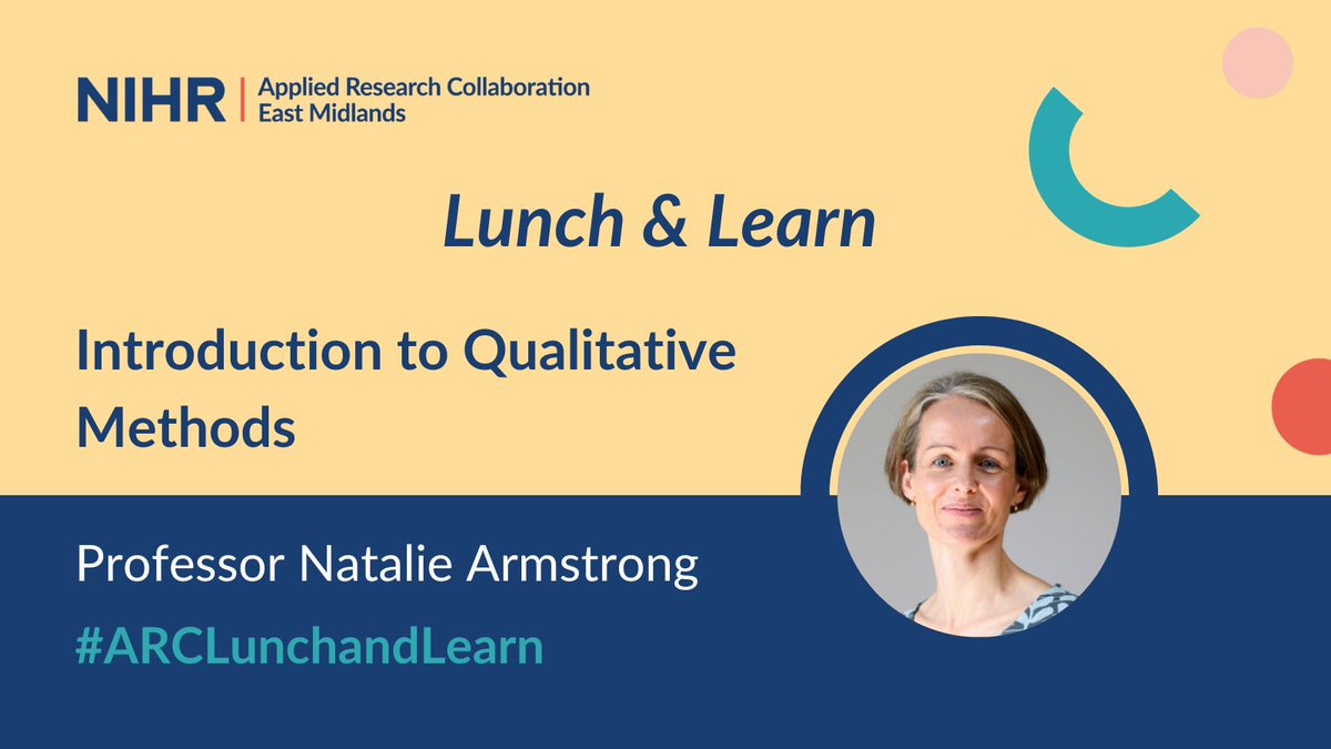 It's the first week of our #ARCLunchandLearn online training series, open to all! Upcoming training (pt 02/21): 📚Introduction to #qualitative methods, presented by @ARC_EM Theme Lead Professor @drnatarmstrong 🗓️March 14 🕐13:00 - 14:00 🔗 Register here: ticketsource.co.uk/nihr-arc-em/ni…