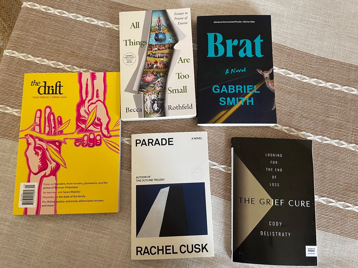 huge mailbox windfall after 3 weeks away…… @thedrift_mag issue 12, @gabriel666smith for @penguinpress, @heidegrrrrl, @Delistraty, and my close personal friend rachel cusk