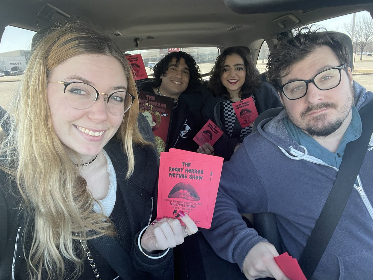 FNSRockyHorror's tweet photo. Nell, Ryan, Iso and June are out doing a flyering run today! If you see them make sure to say hi &amp; take a flyer 😉 They might have a super secret coupon on them that you can redeem at our show 👀 https://t.co/9J5XO9wYuL