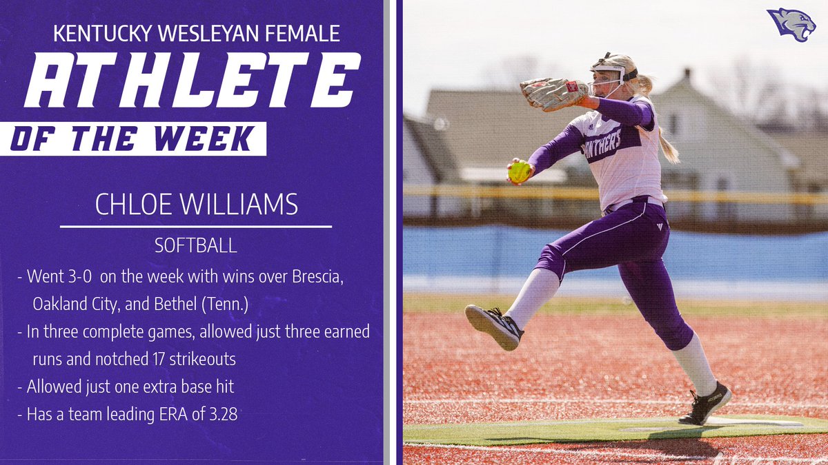 KWCPanthers's tweet photo. Your Kentucky Wesleyan Female Athlete of the Week 🐾 

#OneTeamWesleyan | #ForTheW https://t.co/0kHj1eStzv