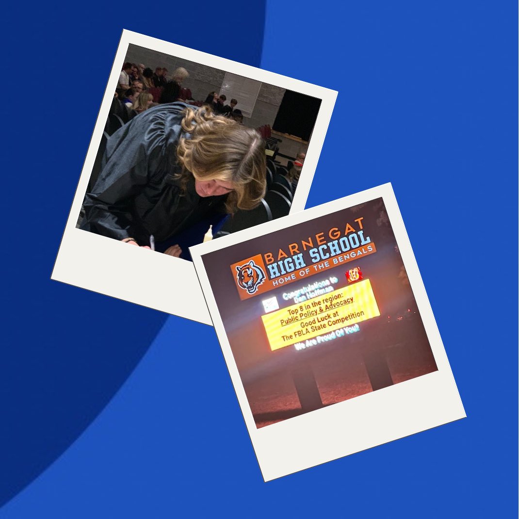 Good luck to Danny Hoffman as he attends the NJ FBLA State Leadership Conference. After qualifying in Public Policy and Advocacy, he will meet with the other 31 statewide qualifiers, with thousands of other members, over the next two days. Wishing him well in his placement!!