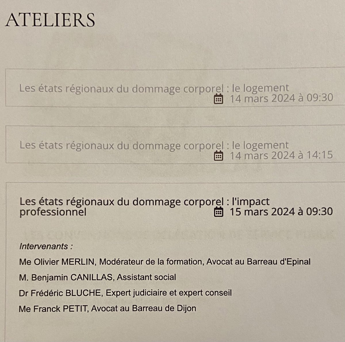 fpetitavocat's tweet photo. « LES ÉTATS RÉGIONAUX DU DOMMAGE CORPOREL »,  2024, formation sous l’égide de l’ERAGE.

Jeudi 14 et vendredi 15 mars 2024, à Metz.

Le 15, je parlerai de « l’état antérieur de la victime ». https://t.co/HajPiglkft