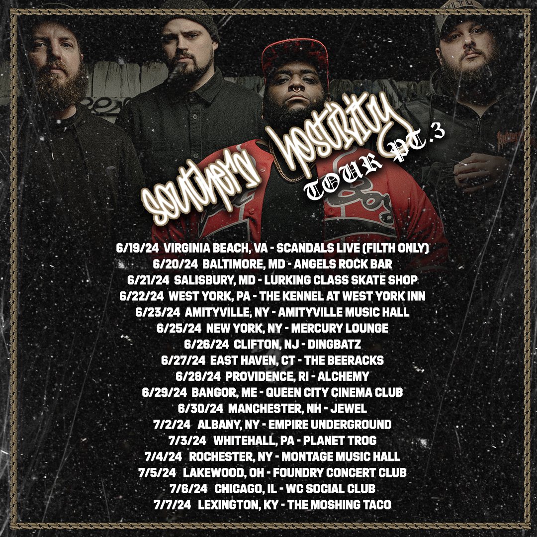 SOUTHERN HOSTILITY TOUR PART 3! Northeast is gonna get chin checked with this stacked lineup. Ticket link in our bio 💪