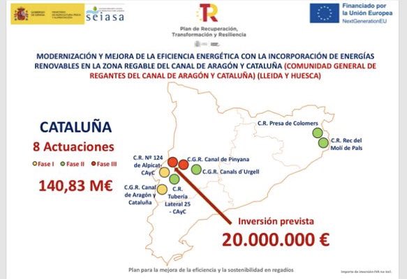 SEIASA_OFICIAL's tweet photo. El @mapagob invierte
✅ 45 M€ #NextGenerationEU @P_Recuperacion en regadios de @cayc_es y Canal de Pinyana 

https://t.co/fp8wkkWbTq vía @mapagob https://t.co/Z4mxdE2Z4D