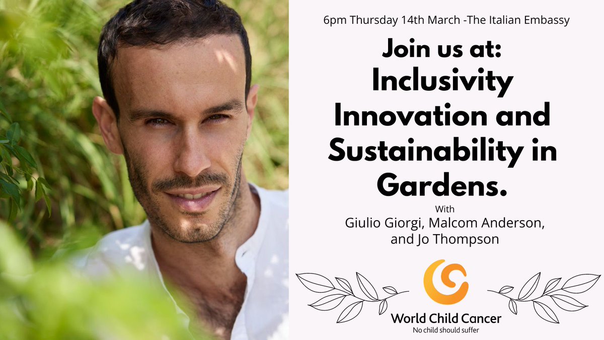 Our garden designer Giulio will join fellow designer, Jo Thompson, and Malcom Anderson from @the_RHS at the Italian Embassy to discuss sustainable gardening techniques, and creating inclusivity. #worldchildcancer #wccnurturingarden #RHSChelsea #RHSchelseaflowershow2024