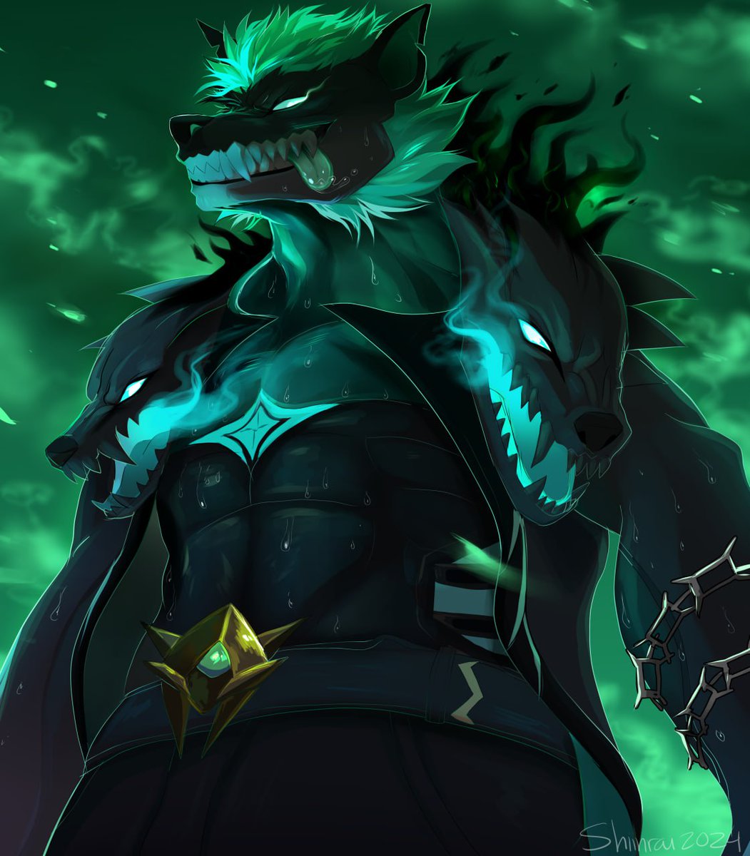 Shiinrai's tweet photo. Yall already know I had to draw my husband 😭🙏 #FortniteMythsandMortals #FortniteChapter5Season2 #cerberus https://t.co/CKEw8em1s8