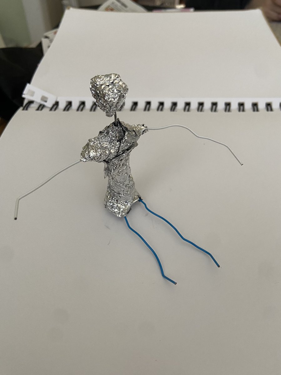 Mar3Lohrey's tweet photo. For my #GlobalGoals project, I was able to get some more work done! This week I was able to decorate the main base with a collage of prices from newspapers to represent that some people only have $1.25 to spend a day, and the skeletal structure for the figure! #WebT24 https://t.co/eLvMvmpMF5