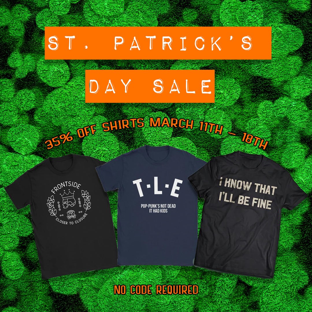 It’s your lucky week 🍀 Now through 3/18 get 35% off all shirts on the Revival shop! No code required.