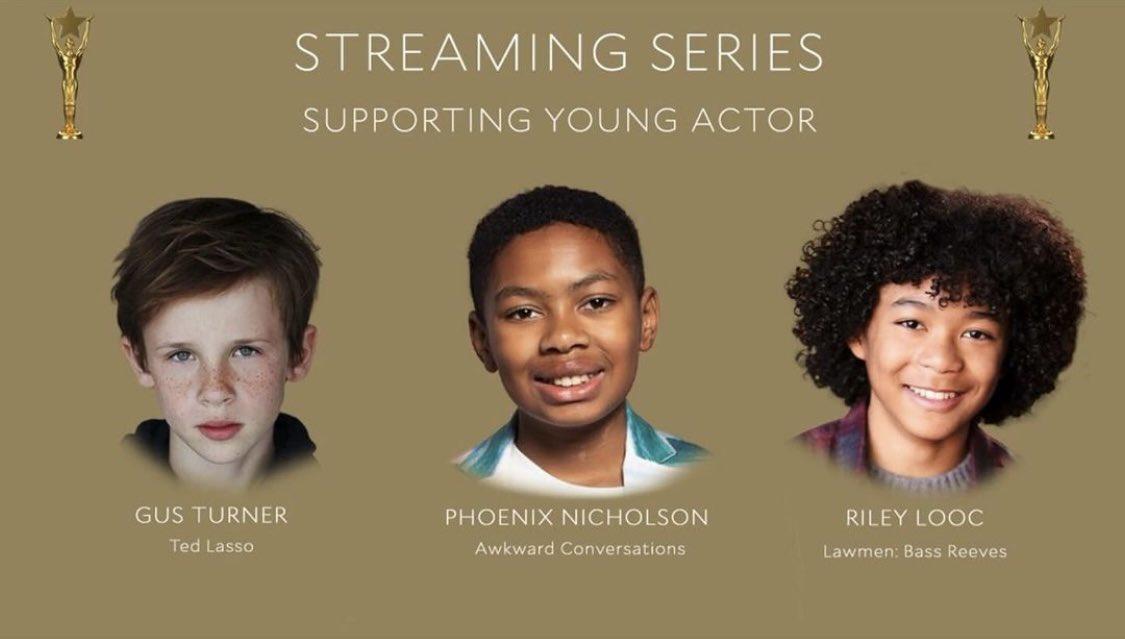 Our brilliant Gus Turner is nominated for a Young Artist Award ‘Streaming Series - Young Supporting Actor’ for his work as Henry Lasso on Ted Lasso. 
Beyond proud and so very deserved. Congratulations <a href="/MisterGusTurner/">MisterGusTurner</a>