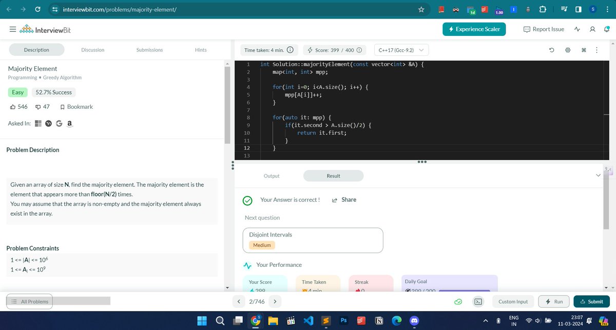 ShivamSayzzz's tweet photo. Hello everyone,
I have completed #Day070 of #365DaysofCode Challenge with
@scaler_official
Committing to show up every day!
#DAY070: Majority Element
Discord: https://t.co/rOUEOJzRW9
#scalerdiscord
#codewithscaler
#365daysofcodescaler https://t.co/ZaGZaG1ydG