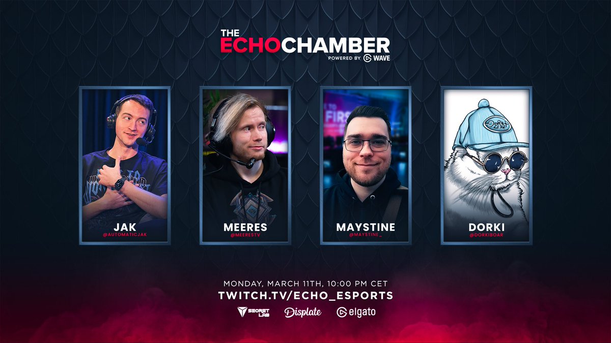 Tonight, we have a Post-MDI edition of The Echo Chamber! 🎙️

Trust us, you’re not going to want to miss this; join us as we recap the MDI this season and talk about exactly what happened in the Global Finals. 👀

Tonight at 10pm CET over at: 🔴
twitch.tv/echo_esports