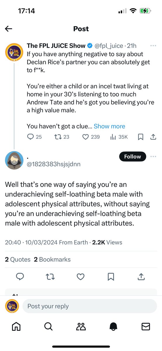 fpl_juice's tweet image. Here’s a loooong story you might find interesting…

Especially if you enjoyed the #WagathaChristie saga 👀🥩😂

Over the course of today we’ve received several weird replies from one individual that started with this one 👇🏽