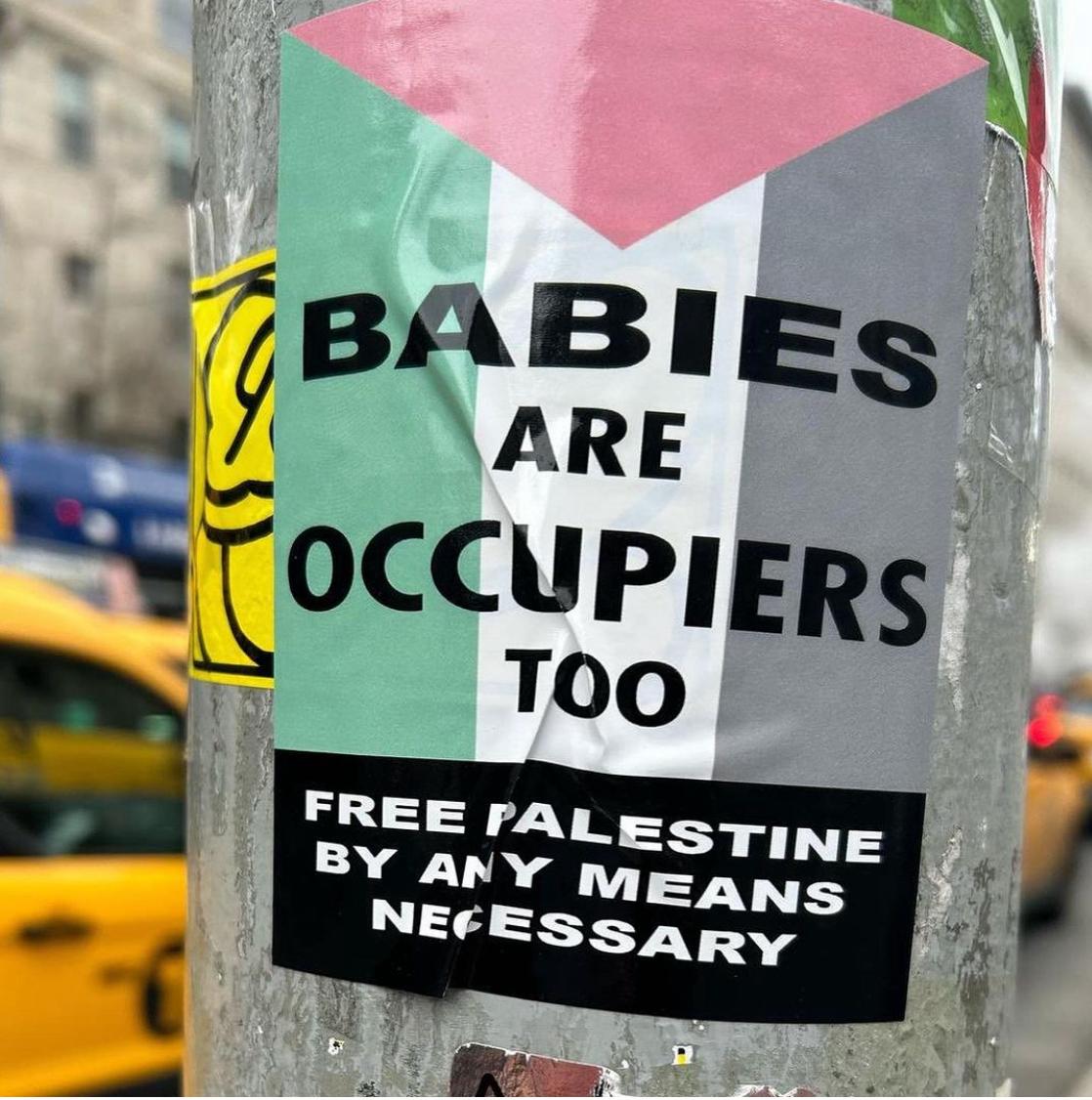 NYC - these vile stickers are being spotted all around Union Square. 

The "Free Palestine" movement is truly deranged.