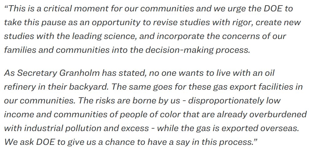 Today, residents from around the Gulf Coast of Texas &amp; Louisiana sent a letter to <a href="/POTUS/">President Donald J. Trump</a> &amp; <a href="/SecGranholm/">Secretary Jennifer Granholm</a> sharing key priorities that local communities want to see in the updated review process for LNG exports.

Read it here: sierraclub.org/press-releases… #StopLNG