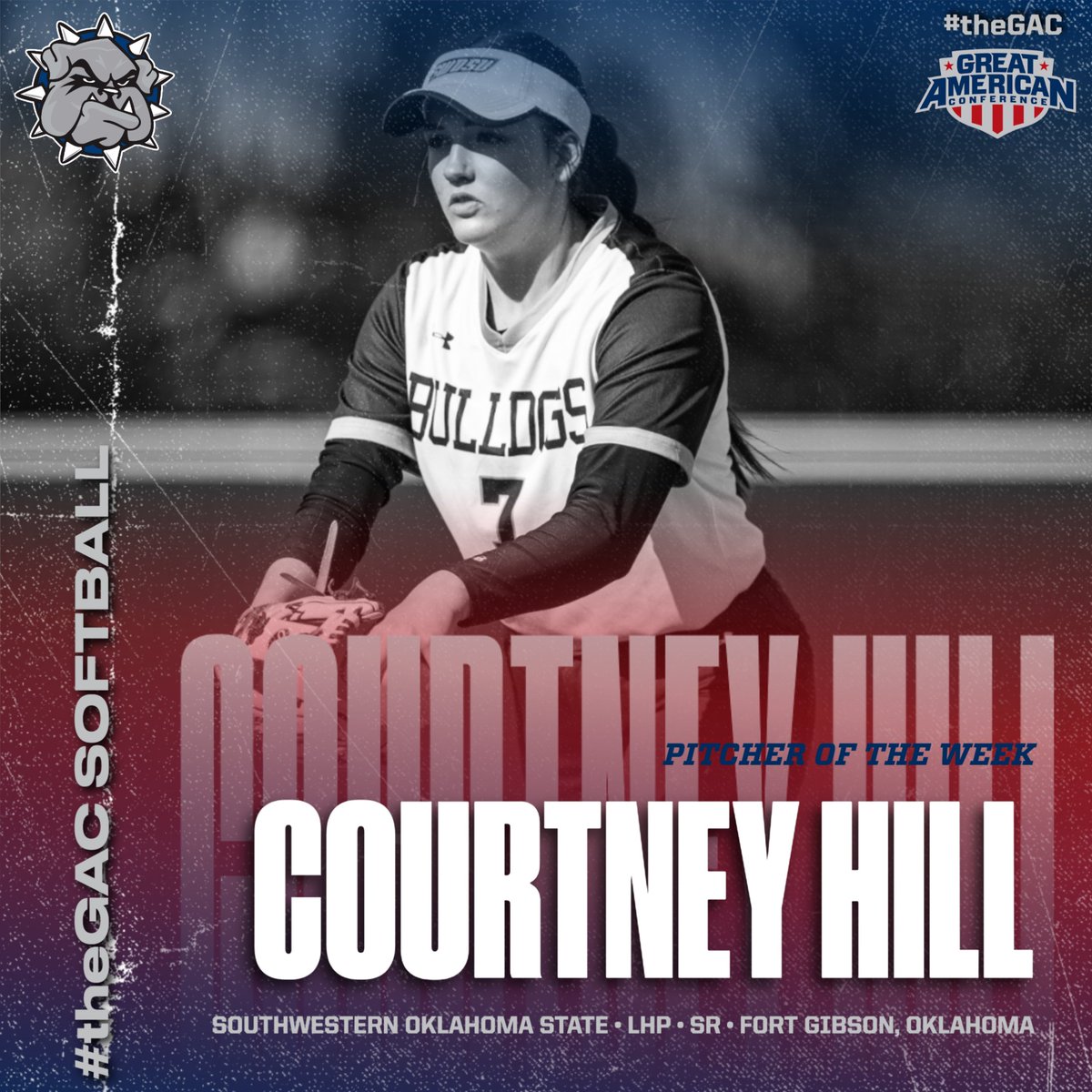 #theGAC 🥎 WEEK 6 AWARDS:  
Co-Player - Macy Ham, OF <a href="/Harding_SB/">Harding Softball</a> &amp; Morgan Max, P/UTL <a href="/OBU_Softball/">OBU Softball</a> 
Pitcher - Courtney Hill, LHP <a href="/SWOSUSoftball/">SWOSU Softball</a>
