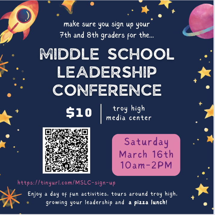 LAST CALL TO SIGN UP!! Make sure your 7th and 8th graders don't miss out on this amazing opportunity to get a small group experience of Troy High! Get private tours, insight about clubs and sports, and learn about high school!!! docs.google.com/forms/d/e/1FAI…