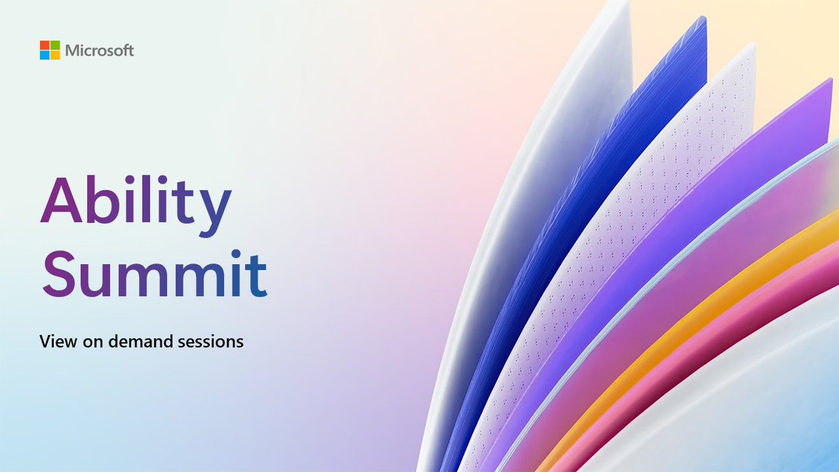 📢 Friendly reminder: #AbilitySummit sessions are now available on-demand! Catch up on sessions where you can learn how to improve opportunities for people across the disability spectrum. View now: aka.ms/ability_314