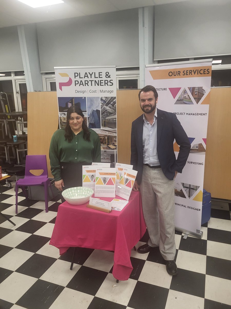 Last Thursday Associate Partner / Architect @danieltjenkins  and QS Pelin Erginsoy attended Chislehurst &amp; Sidcup Grammar School Careers Fair to speak to and advise the next generation of Architects and Quantity Surveyors!
#careersfair #nextgeneration #quantitysurveying #architect