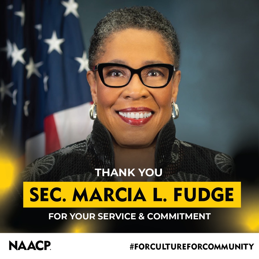 NAACP (@naacp) on Twitter photo Today, we bid farewell to a remarkable leader. <a href="/SecFudge/">Secretary Marcia L. Fudge</a> has championed progress with unwavering resolve and dedication.
Thank you for your service and for inspiring us all. Your legacy will continue to guide us. Congratulations on your retirement!
🔗: bit.ly/3IxyOV3 Today, we bid farewell to a remarkable leader. <a href="/SecFudge/">Secretary Marcia L. Fudge</a> has championed progress with unwavering resolve and dedication.
Thank you for your service and for inspiring us all. Your legacy will continue to guide us. Congratulations on your retirement!
🔗: bit.ly/3IxyOV3