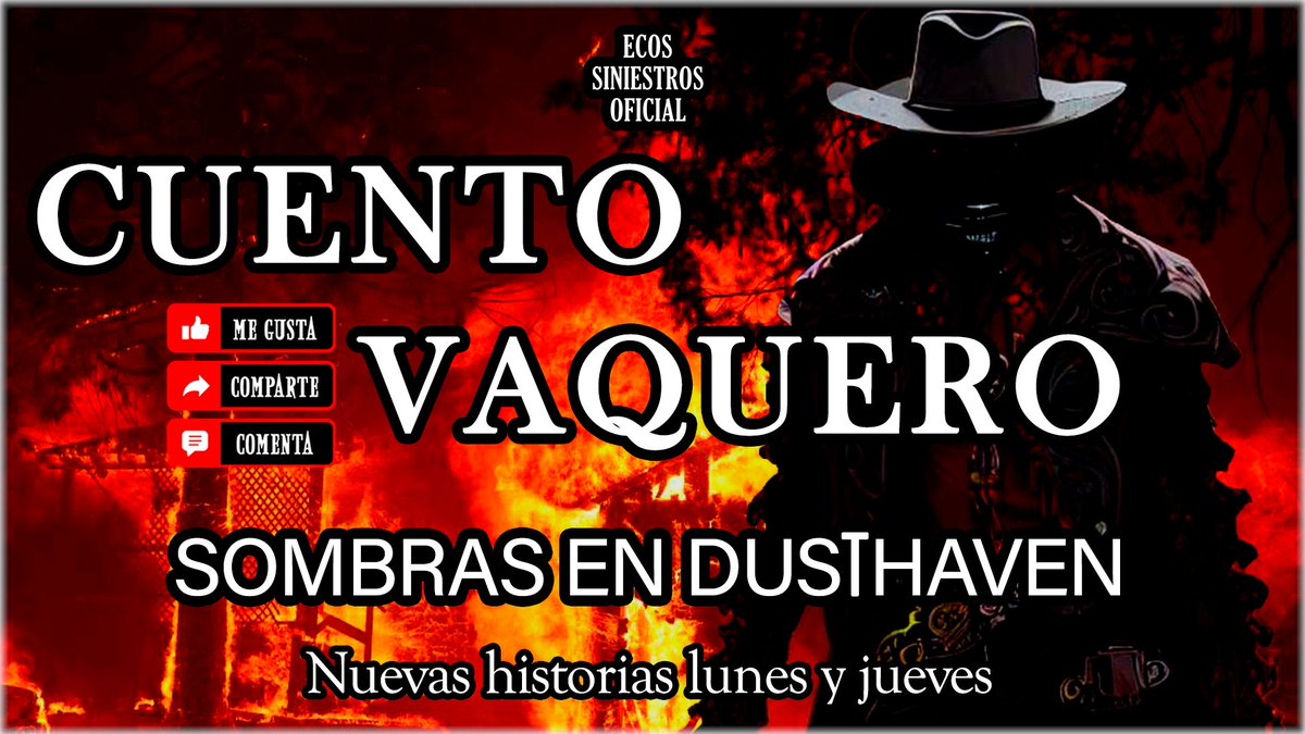 EcosSiniestrosO's tweet photo. Hoy hay nuevo cuento, no te lo pierdas #ecossiniestrosoficial #vaqueros #cuentodeterror #paranormal #Escúchalo #sombras #terror #fantasmas https://t.co/EgjzXv3rSy