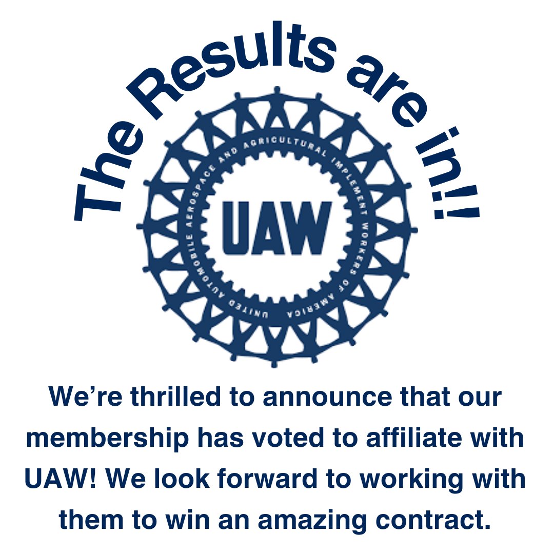 On Saturday, UOSW membership voted 97% to affiliate with UAW!