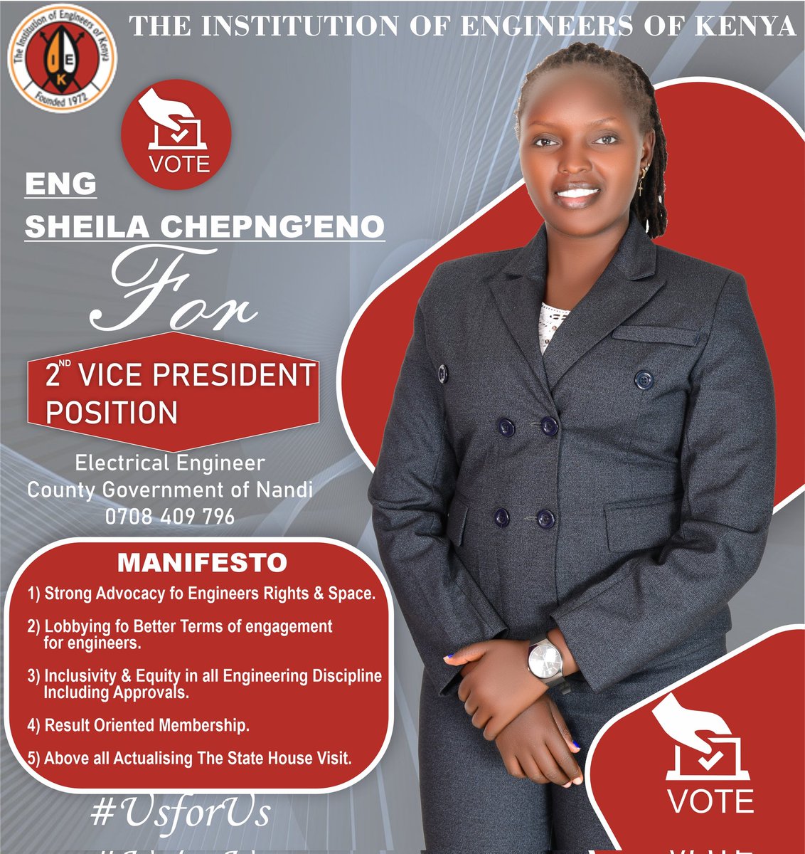 SheilaChepngen9's tweet photo. Your very own,,Eng Sheila Chepngeno aspirant candidate for the position of 2nd Vice president of the IEK,,@SheilaChepngen9 https://t.co/RbhrrffRT5