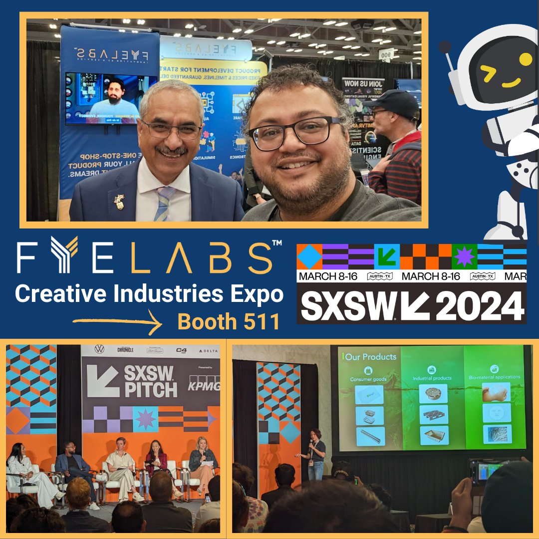 👏@SXSW 2024 shakes things up, showing us what’s possible when we work for positive change through #newtech #bigdreams & #teamwork! @fyelabs enjoyed connecting with @JagBadwal, Consulate General of Canada & hearing the Pitch Competition from #innovators such as #BuyoBioplastics.