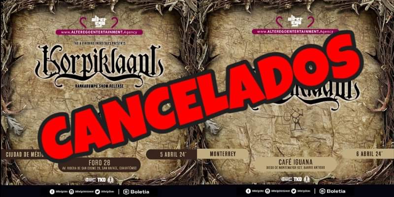 Los shows de Korpiklaani han sido cancelados por circunstancias diversas 🎟 Los reembolso de los boletos adquiridos en los puntos de ventas físicos en MTY y CDMX, YA ESTÁN DISPONÍBLES. Estamos en espera de que Boletia nos indique qué día iniciará el reembolso para avisarles.