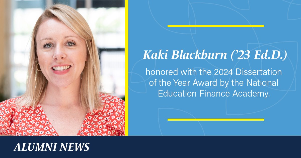 Congratulations to <a href="/UNCSchoolofEd/">UNC School of Education</a> alumna Kaki Blackburn (’23 Ed.D) for being honored with the 2024 Dissertation of the Year Award by <a href="/NatEdFinAcad/">National Education Finance Academy</a>! 🎊