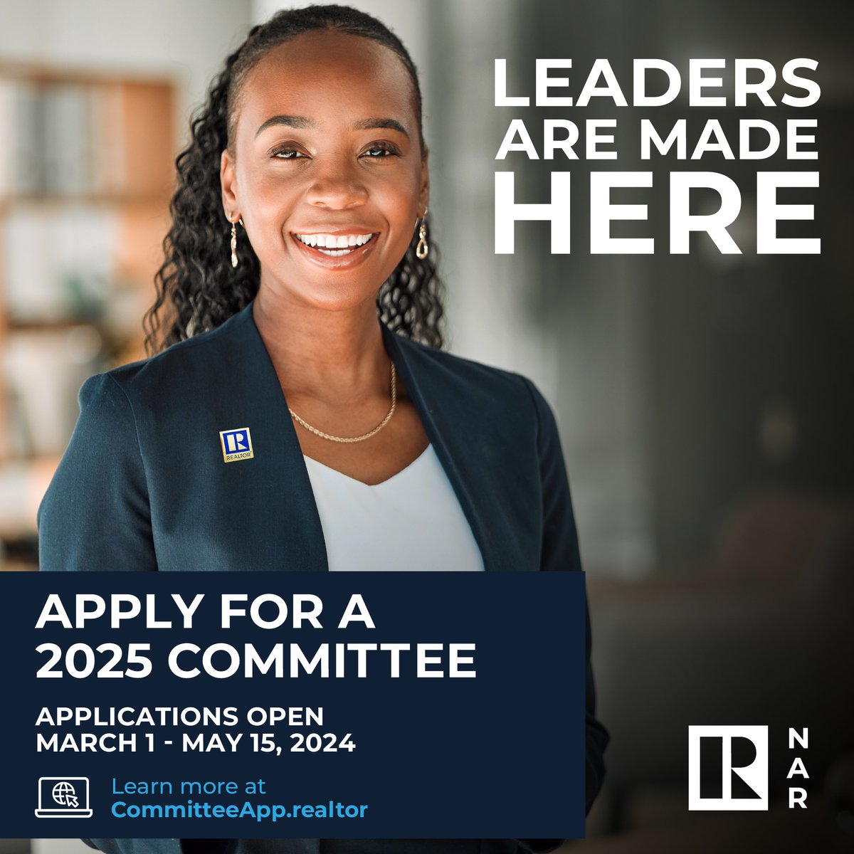 If you or someone you know is interested in serving on an NAR Committee in 2025, apply before May 15th! This is a perfect opportunity to learn more about how YOU can add your voice to the national conversation. 💬 Apply here today! bit.ly/2rbDrfw #NAR #LeadersWanted