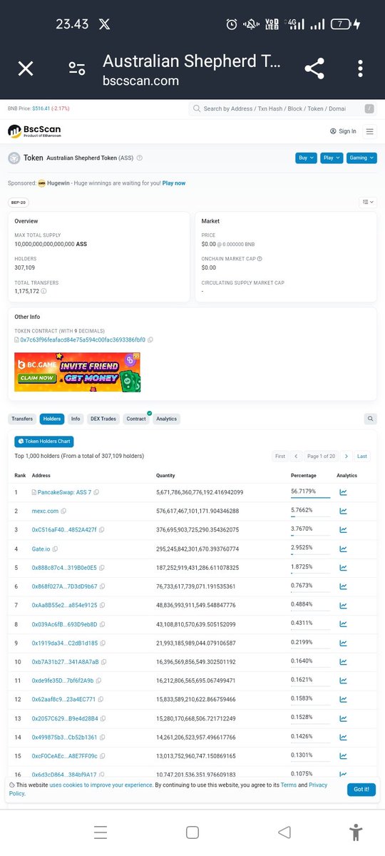 BoaMaAu's tweet photo. $ASS coin on BSC just hit 10M MCap with LP ratio 56% supply/10.300BNB (5Million dollassss)

Still you? #BSCGemsAlert https://t.co/mI6h3vI0DH