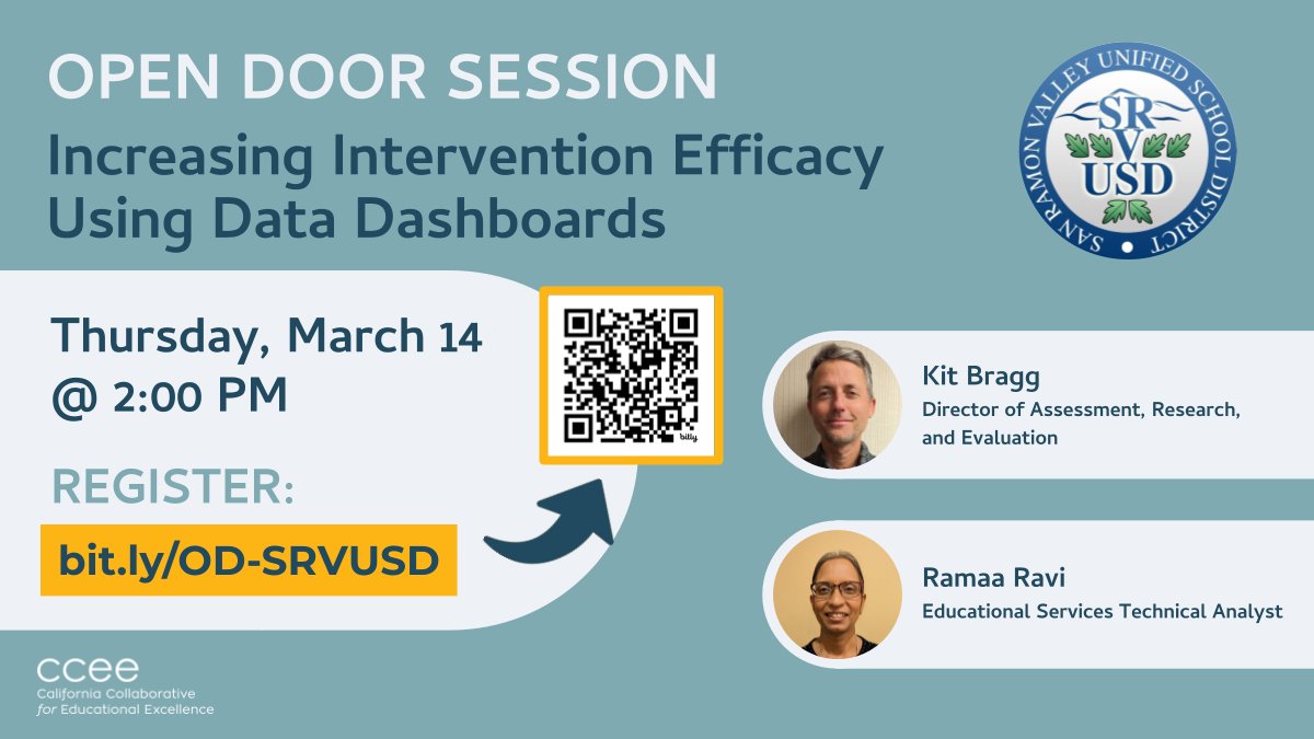 CCEE (@cceeca) on Twitter photo Ready to elevate your LEA's intervention strategies? Join us THIS THURS as <a href="/SRVUSD1/">SRVUSD</a> unveils the secrets to successful data dashboarding linked with progress monitoring to increase intervention efficacy!📈Register: bit.ly/OD-SRVUSD #EduData #ProgressMonitoring <a href="/CoCoSchools/">Contra Costa County Office of Education (CCCOE)</a> Ready to elevate your LEA's intervention strategies? Join us THIS THURS as <a href="/SRVUSD1/">SRVUSD</a> unveils the secrets to successful data dashboarding linked with progress monitoring to increase intervention efficacy!📈Register: bit.ly/OD-SRVUSD #EduData #ProgressMonitoring <a href="/CoCoSchools/">Contra Costa County Office of Education (CCCOE)</a>